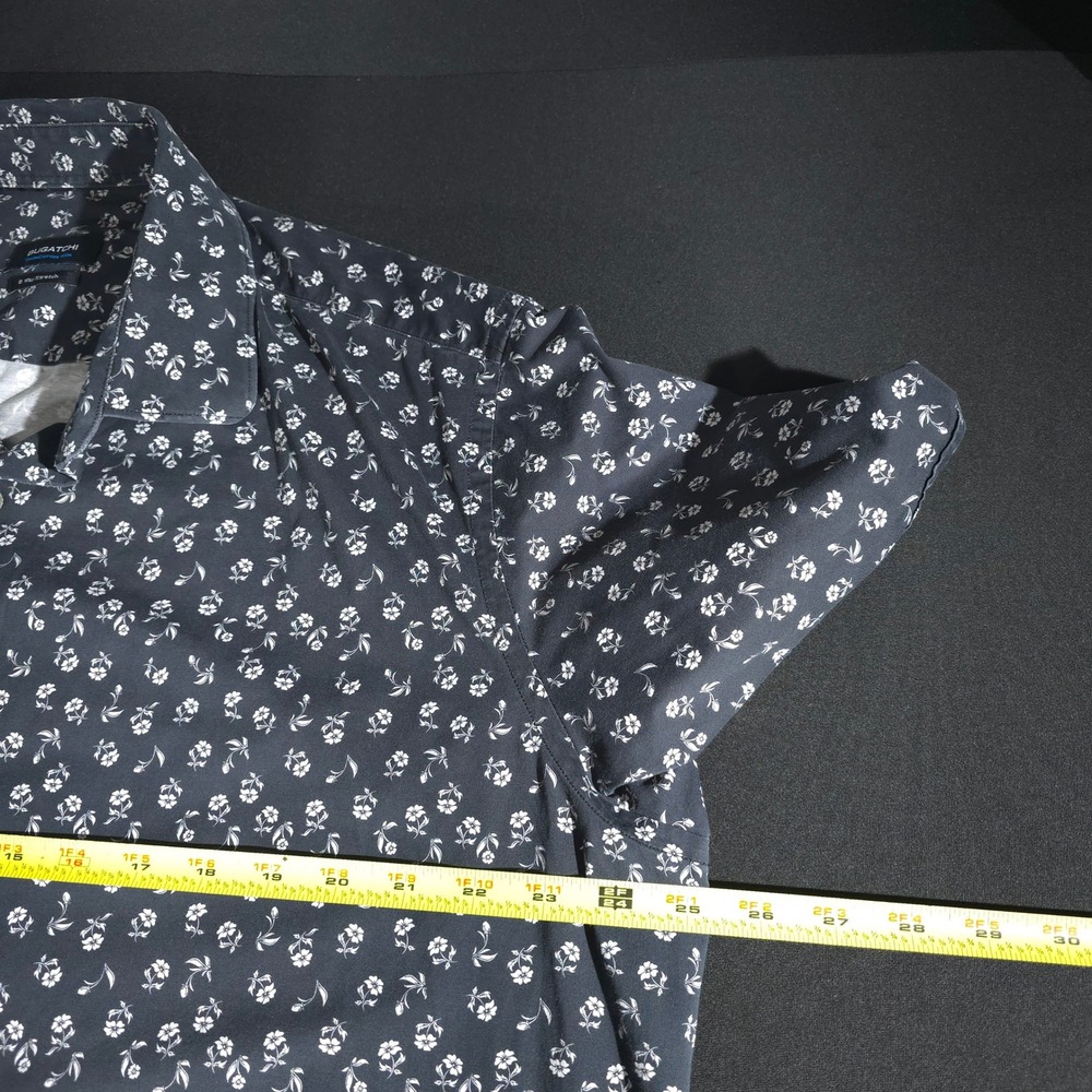 Bugatchi OoohCotton Shirt Mens 2XL Navy Floral 8 Way Stretch Tech Performance SS - Picture 4 of 9